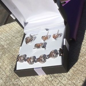 925Silver w/14K Rose Gold & Diamond Jewelry Set 🧡